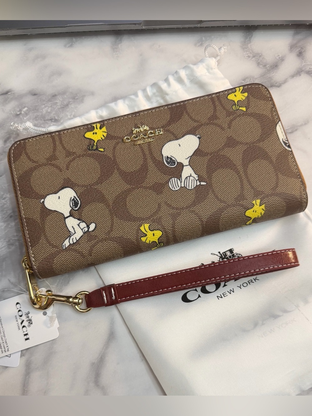 NWT Coach Snoopy and Woodstock Peanuts Wristlet Wallet